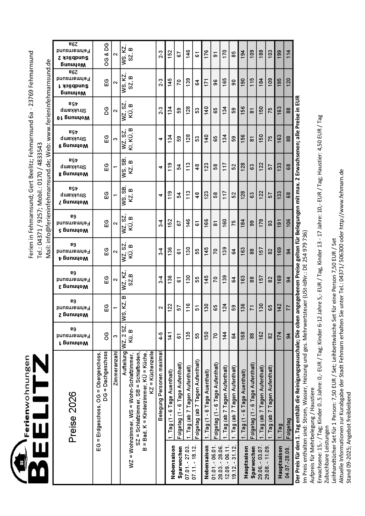 Preisliste 2026 als PDF öffnen